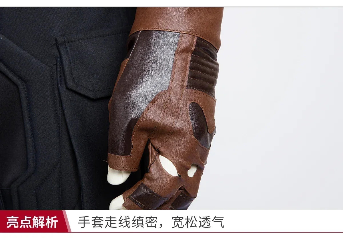 Movie Superhero Steven Rogers Captain Cosplay Hydra Costume Mask Shawl Gloves Pants Waist Bag Shoe Cover Halloween Men Uniform