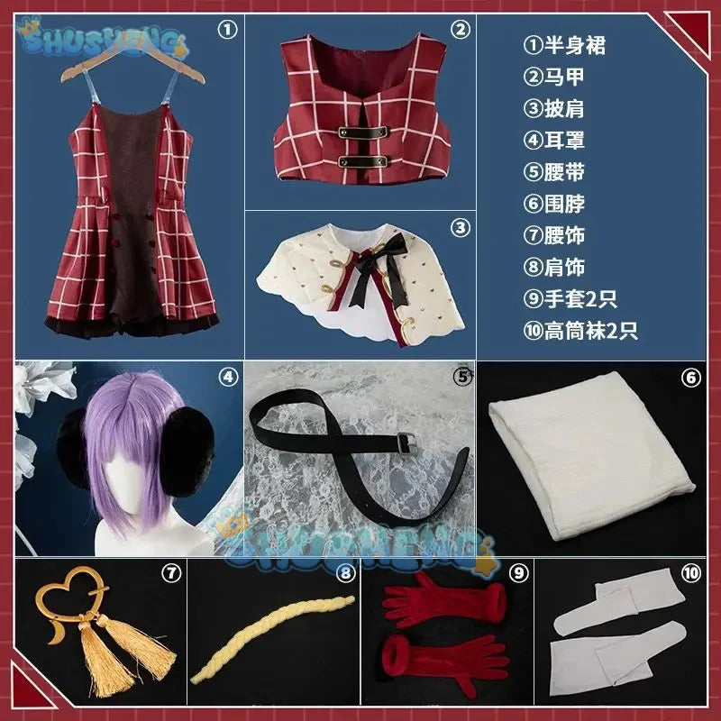 Shusheng Vtuber Nijisanji Uduki Kohh MV Game Suit Lovely Uniform Cosplay Costume Halloween Carnival Party Role Play Outfit