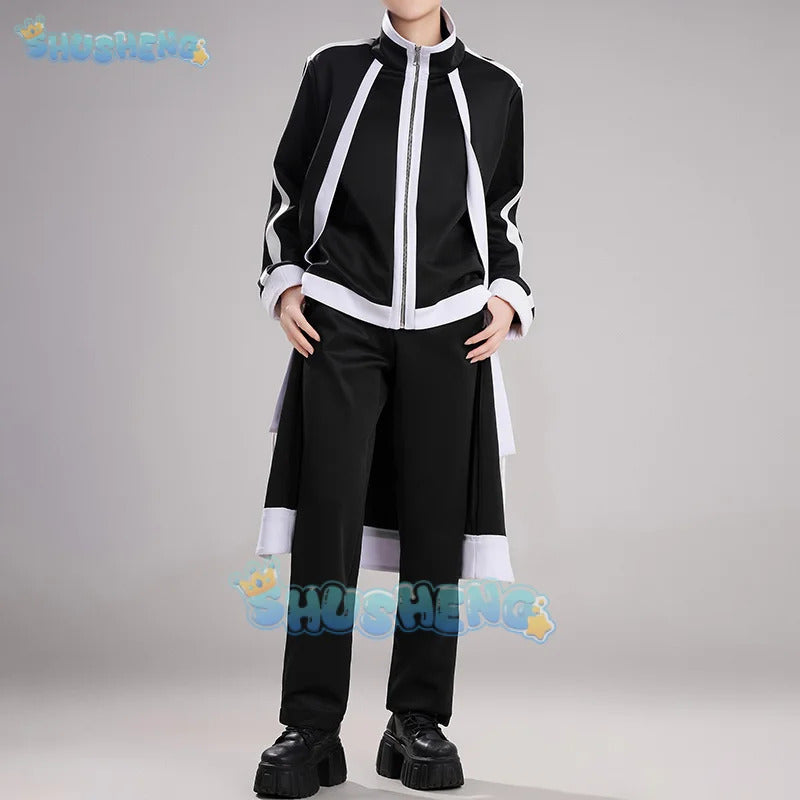 Anime Tougen Anki Shiki Ichinose Cosplay Costume Rasetsu Uniform Black White Coat Jin Kougasaki Rasetsu Academy for Women Men