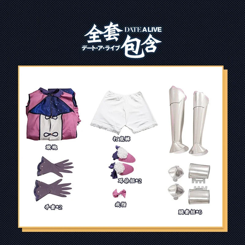 Shusheng-R Anime Date A Live Mukuro Hoshimiya Cosplay Costume Dress Spirit Form Outfit Lilac White Astral Qipao Halloween for Women Girls