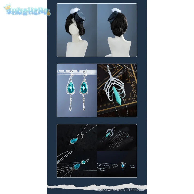Shusheng-R Game Path to Nowhere MBCC-S-016 Cosplay Jelena Costume Halloween Party Sexy Black Long Dress Accessories Props Women's Uniform