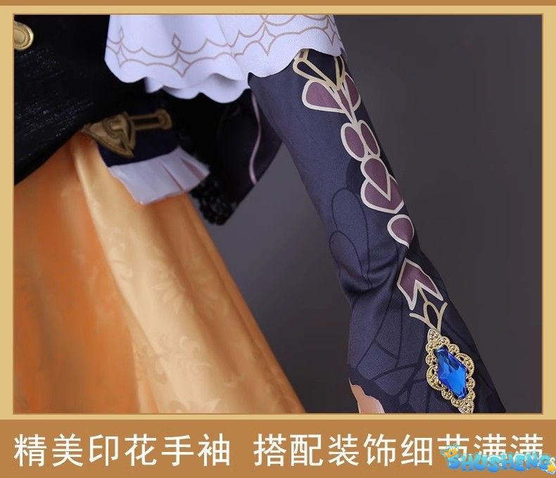 Genshin Impact Navia Cosplay Costumes Navia Caspar Wig Sunglasses Full Set High-end Fancy Dress Women Clothes