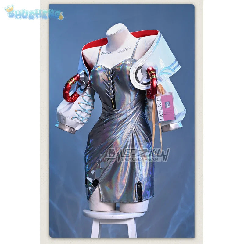 Game Reverse:1999 Hissabeth Cosplay Costume Halloween party laser leather dress jacket props wig accessories women sexy new set