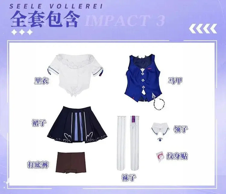 Honkai Impact 3 Seele Vollerei Cosplay Costume Uniform Halloween Carnival Party Christmas Play Role Clothes Clothing for Women