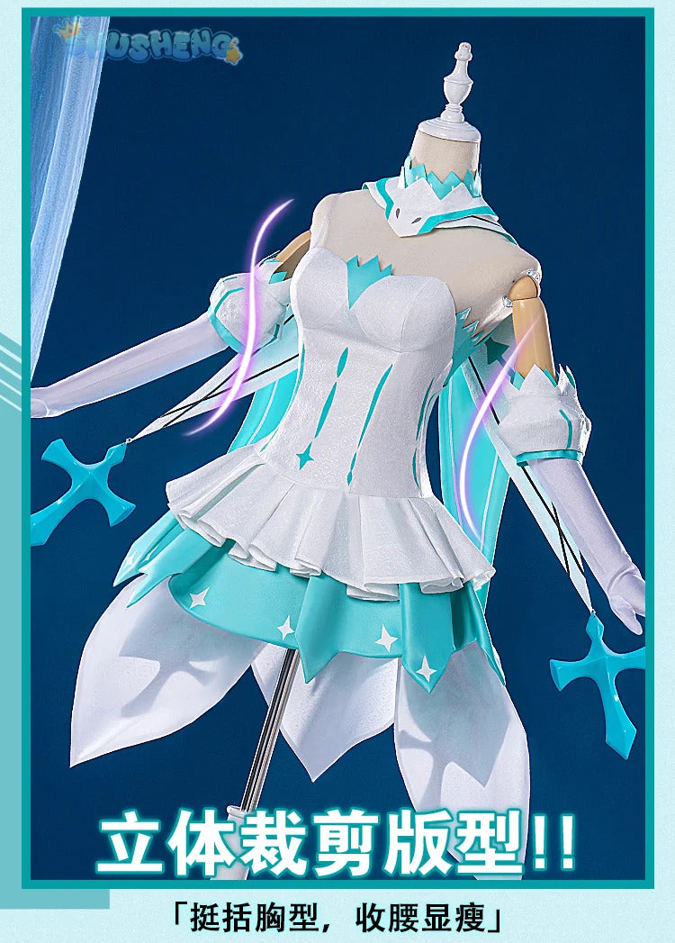 Honkai impact 3rd Kiana kaslana winter Princess cosplay costume cloak and Crown props full set uniform Carnival Halloween set