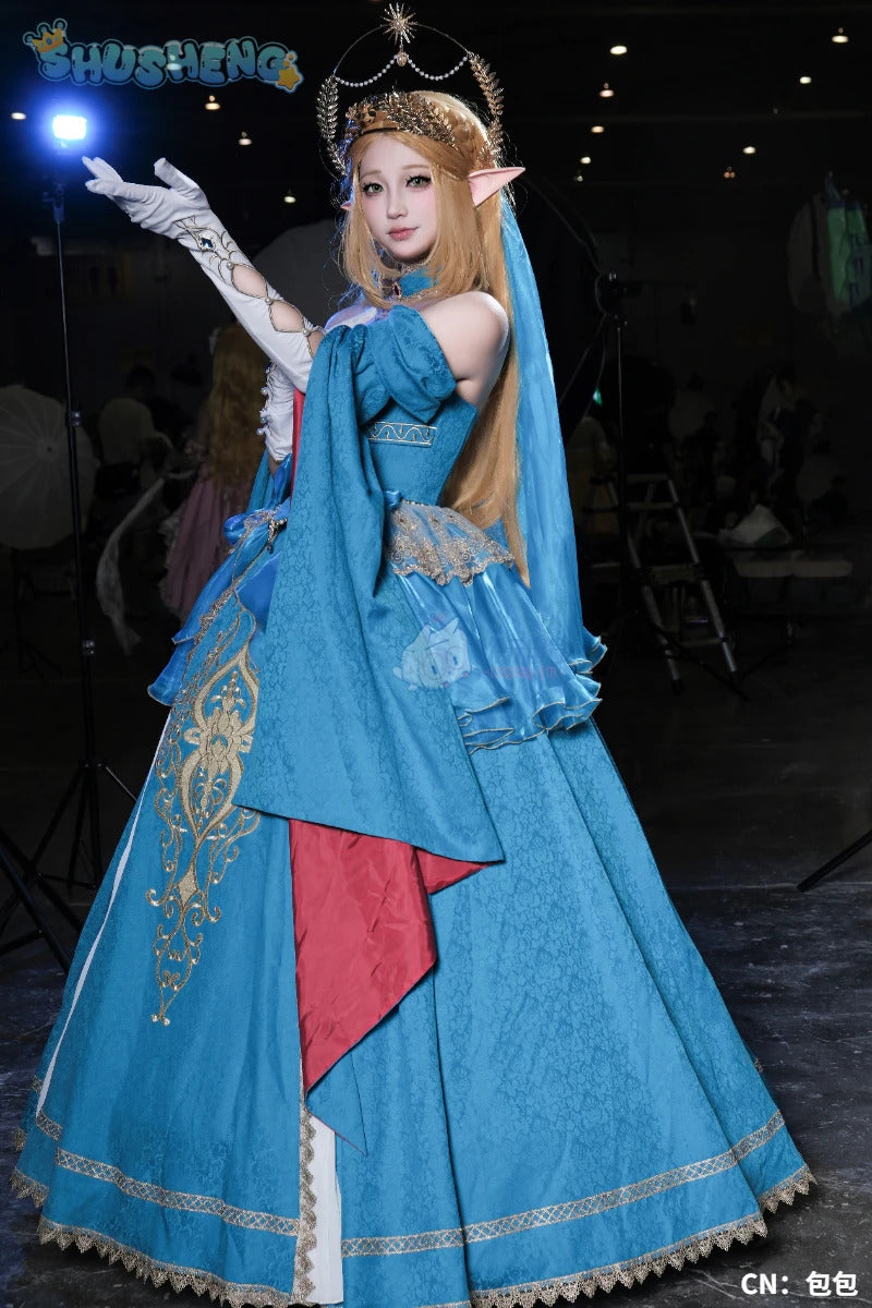 Zelda Cosplay Costume Halloween party wig Elf ears Accessories gorgeous cute Lolita dress Zelda princess Woman set
