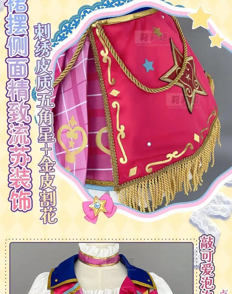 Anime Nijino Yume Aikatsu Stars! Cosplay Costume Cute New Pink Lolita Campus Dress Halloween Party Props Wig Women's Set