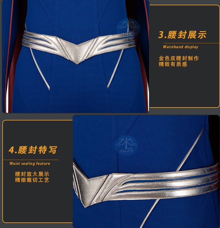 Superhero Cosplay Blue Bodysuit SuperWomen Zentai Costumes Womloak SuperGirl Cos Jumpsuit Rompers Aldult Outfits Role Play