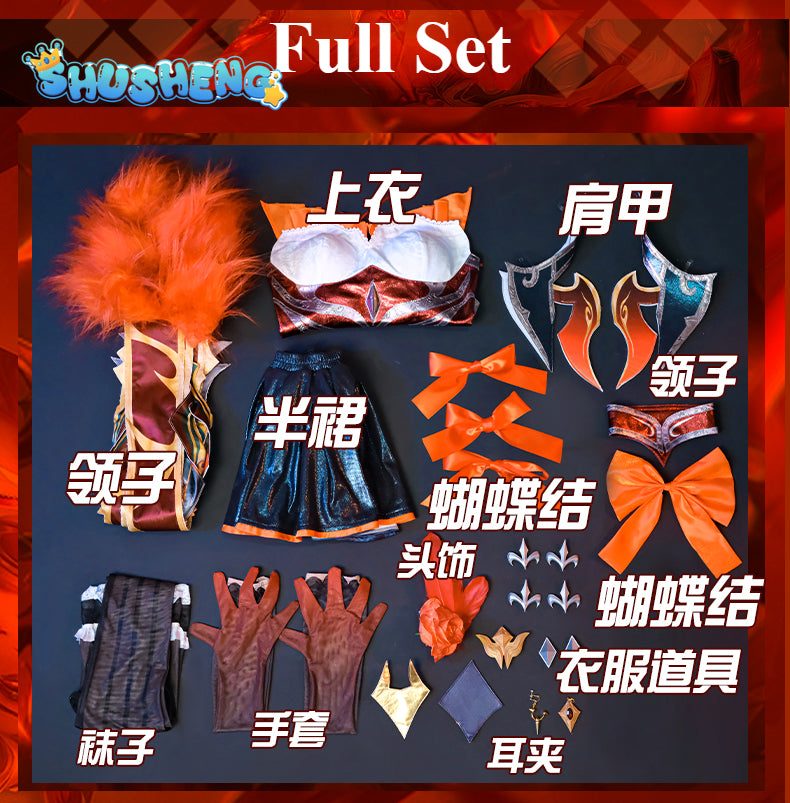 Game LOL Western Magic Shadow Evelynn Cosplay Costume LOL High Noon Evelynn Costume Women Orange Dress Full Set