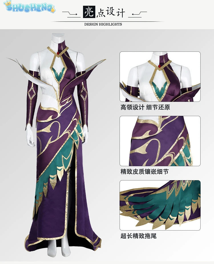 Game LOL Morgana Cosplay Costume Dress Set Women Coven Morgana Fashion Dress With Accessories Outfits Halloween Costume
