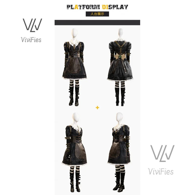 Game Alice: Madness Returns Cosplay Costume Alice Maid Dress Uniform Adult Women Halloween Carnival Party Clothes