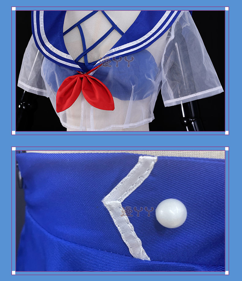 Anime Virtual YouTuber Shylily Lily Cosplay Costume Summer Day Swimwear Bikini Woman Sexy Kawaii Sand Party Sailor Suit