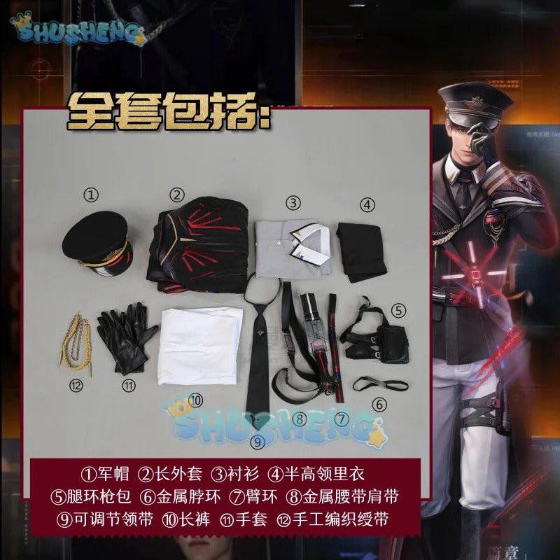 Shusheng-R Love And Deepspace Caleb Cosplay Costume Far Air Naval Officer Uniform Halloween Party for Women Men Carnival
