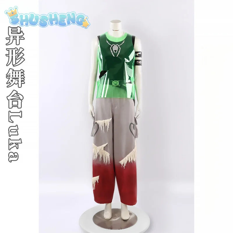 Alien stage till Cosplay r7 round7 Costume New Fashion Men Women Tank Top Pants Necklace Belt Set Party Carnival Fashion Uniform