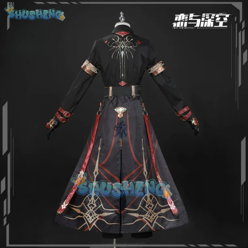 Shusheng-N Love and Deepspace Xavier Cosplay Costume Black Hunter Uniform Shimmering Moonlight Halloween Party Women Men Carnival