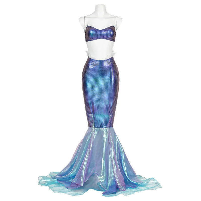 New Movies Ariel girl Princess Dress Little Mermaid Cosplay Kids Costume Party Carnival Children Halloween Clothes Adult set