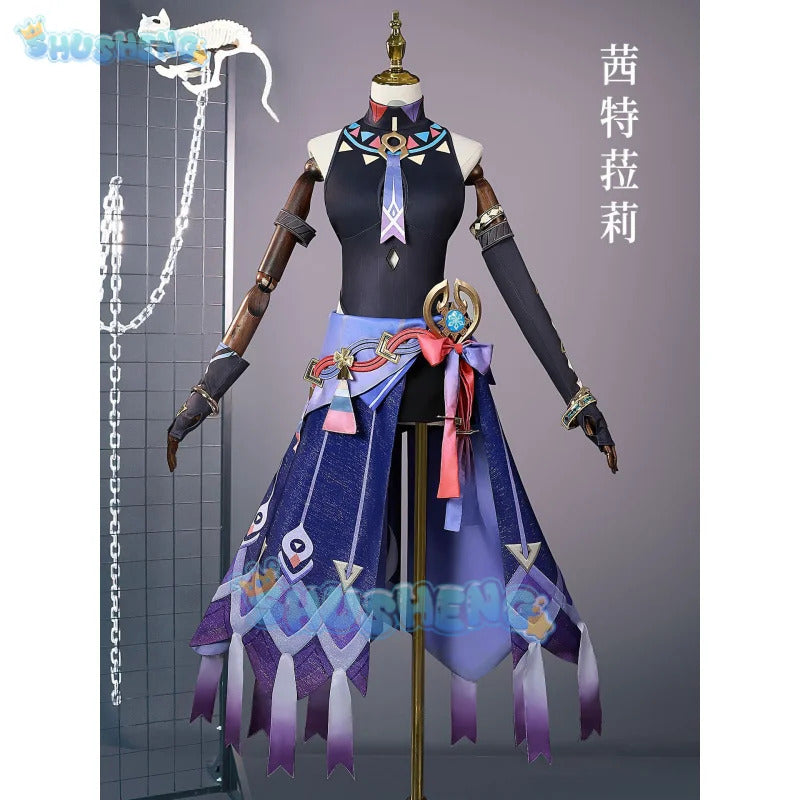 Citlali Cosplay Costume Dress Genshin Impact Outfit Headwear Masters of The Night-Wind Natlan Halloween Party Women Carnival