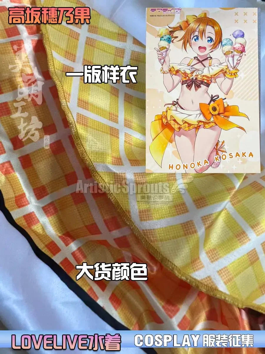 Honoka Kousaka Anime LoveLive! Cosplay Costume Women Halloween Party Sweet Top Skirt Headwear Set Summer Vacation Beach swimwear