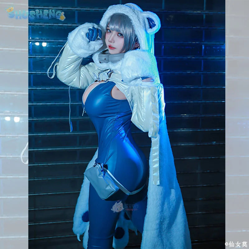 Shusheng-R Game NIKKE:The Goddess of Victory Neve Cosplay Costume Tight leather jumpsuit coat hat Halloween carnival sweet uniform Neve set