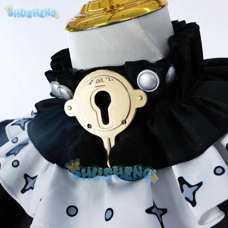 Wuthering Waves Roccia Cosplay Costume Wig Dress Headwear Troupe of Fools Rinascita Halloween Party for Women Girls Props