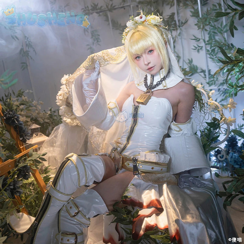 Saber Game FGO Cosplay Fate/Grand Order Costume Elegant gorgeous leather jumpsuit tail headband props Halloween part full set