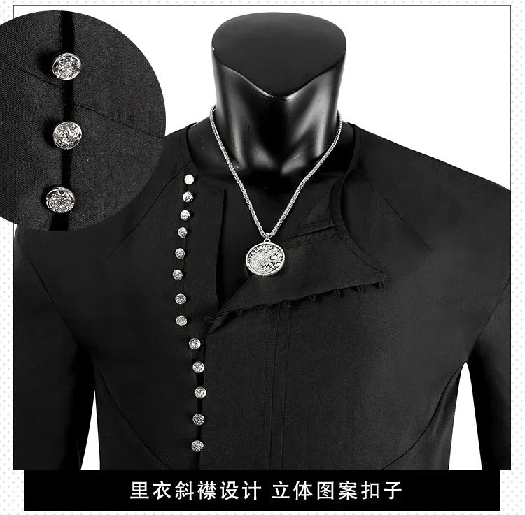 Geralt Witcher 3 Wild Hunt Cosplay Geralt Costume Men Handsome Black Leather Coat Belt Gloves Party Halloween Uniform Full Set