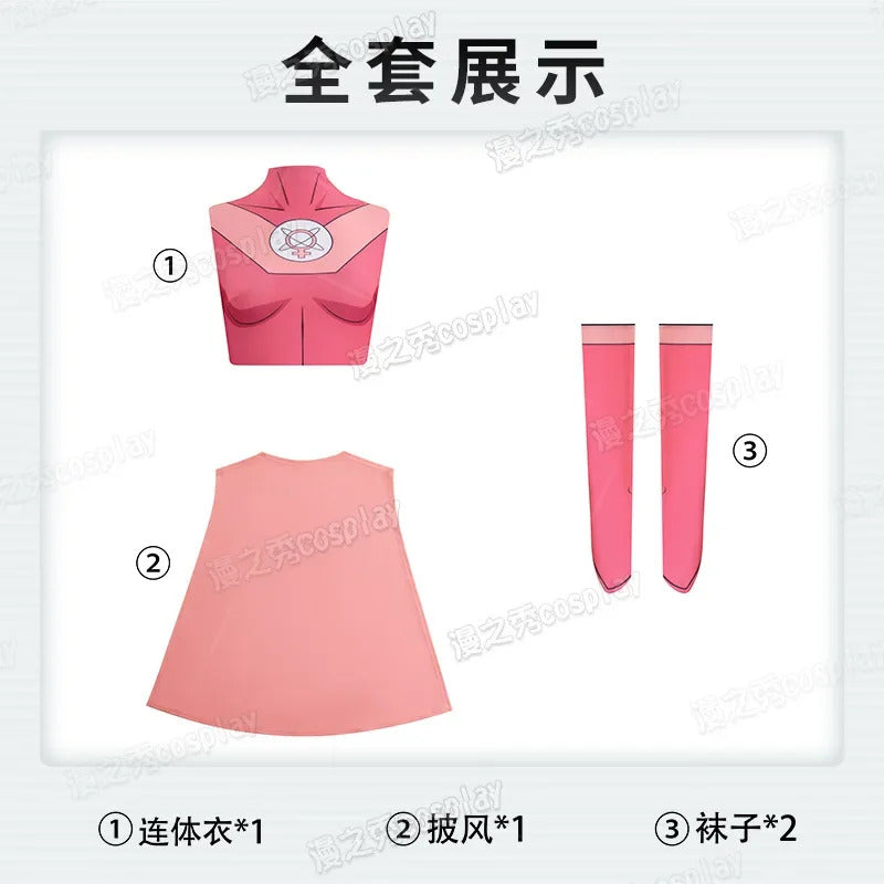 Movie Atom Eve cosplay invincible costume jumpsuit cloak socks shoe set Halloween Party pink Women tight fitting uniform xs-xxxl