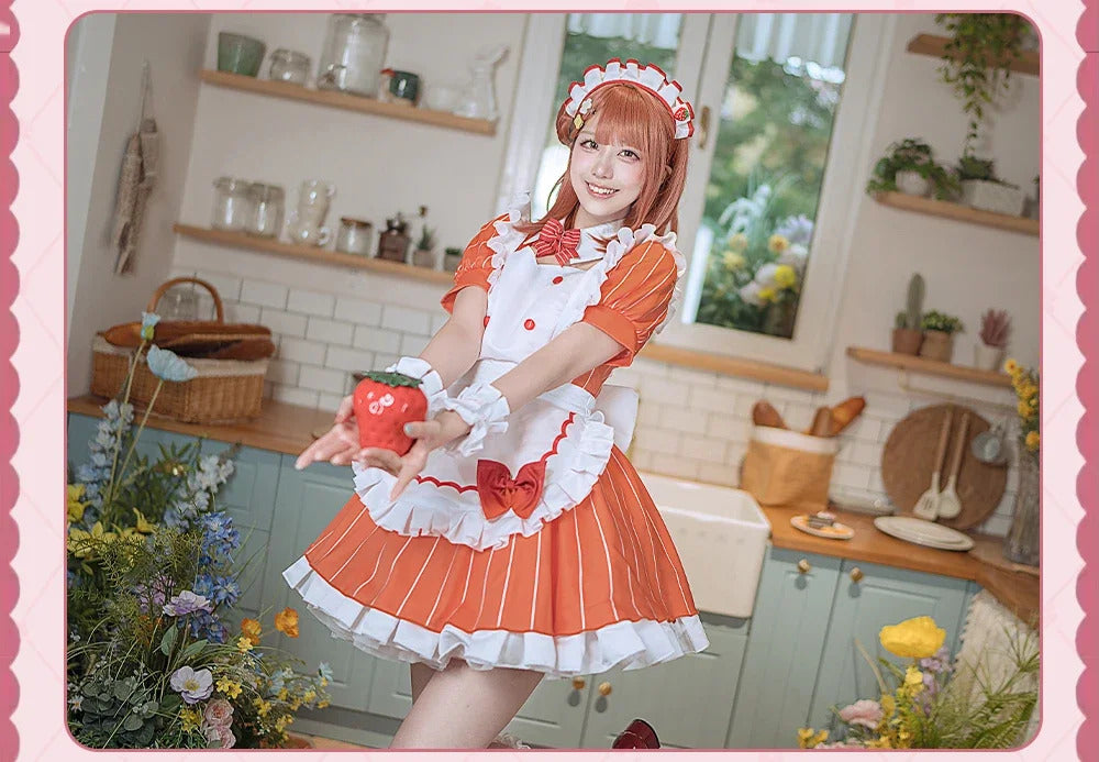 LoveLive!Superstar!!Uehara Ayumu Ruby Kurosawa Wakana Shiki Cosplay Costume Socks Apron Tie Hair Clip Wig Halloween Maid Set