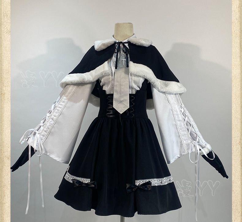 Anime Yosuga No Sora Kasugano Sora Cosplay Costume Winter Fur Collar Shawl Skirt Lolita Woman Cute Christmas Party Suit