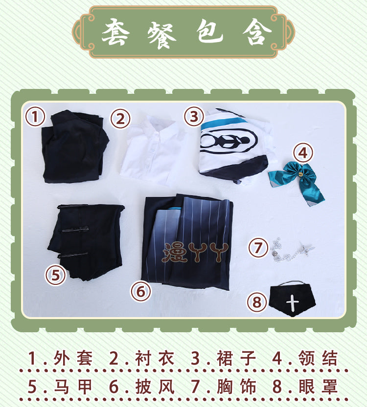 Eli Clark Cosplay Seer Game Identity Ⅴ costume Halloween Party Fashion Cloak Eyemask Tie Accessories Uniform Woman Man Set