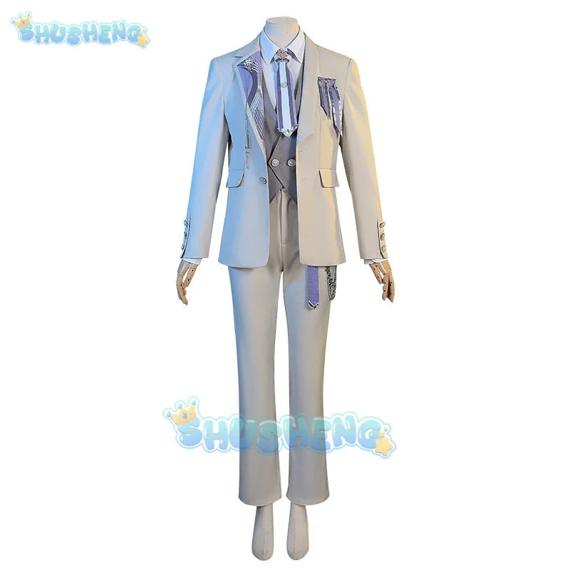 Shusheng-N Love and Deepspace Xavier Cosplay Costume Birthday Outfit Uniform Suit Brooch Halloween Party for Women Men Carnival Props