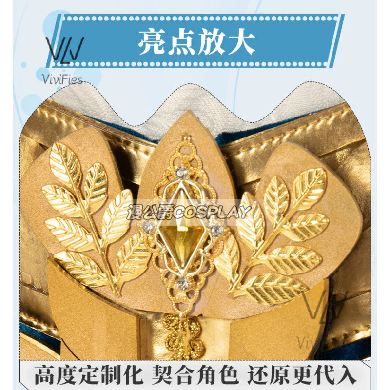 Blue velvet princess dress Zelda cosplay costume woman top skirt outfit full set and wig are sold custom size