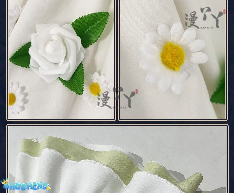 Anime Frieren: Beyond Journey's End Cosplay Costume White Flower Skirt Princess Dress Woman Sexy Masked Ball Party Suit