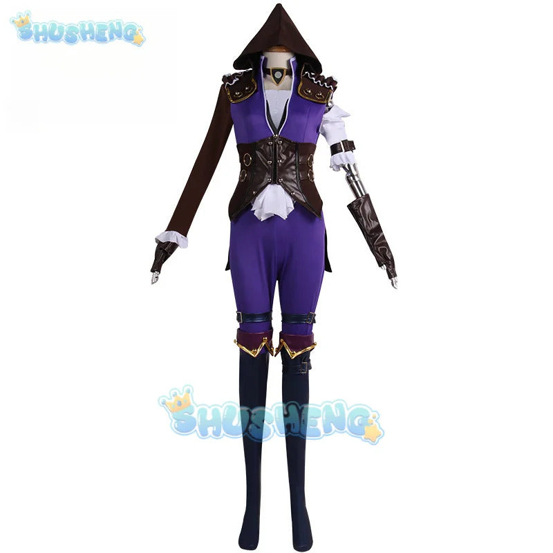 LOL Arcane Caitlyn Cosplay Costume Fantasia Disguise for Women Clothes Jacket Wig Roleplay Outfits Halloween Carnival Suit