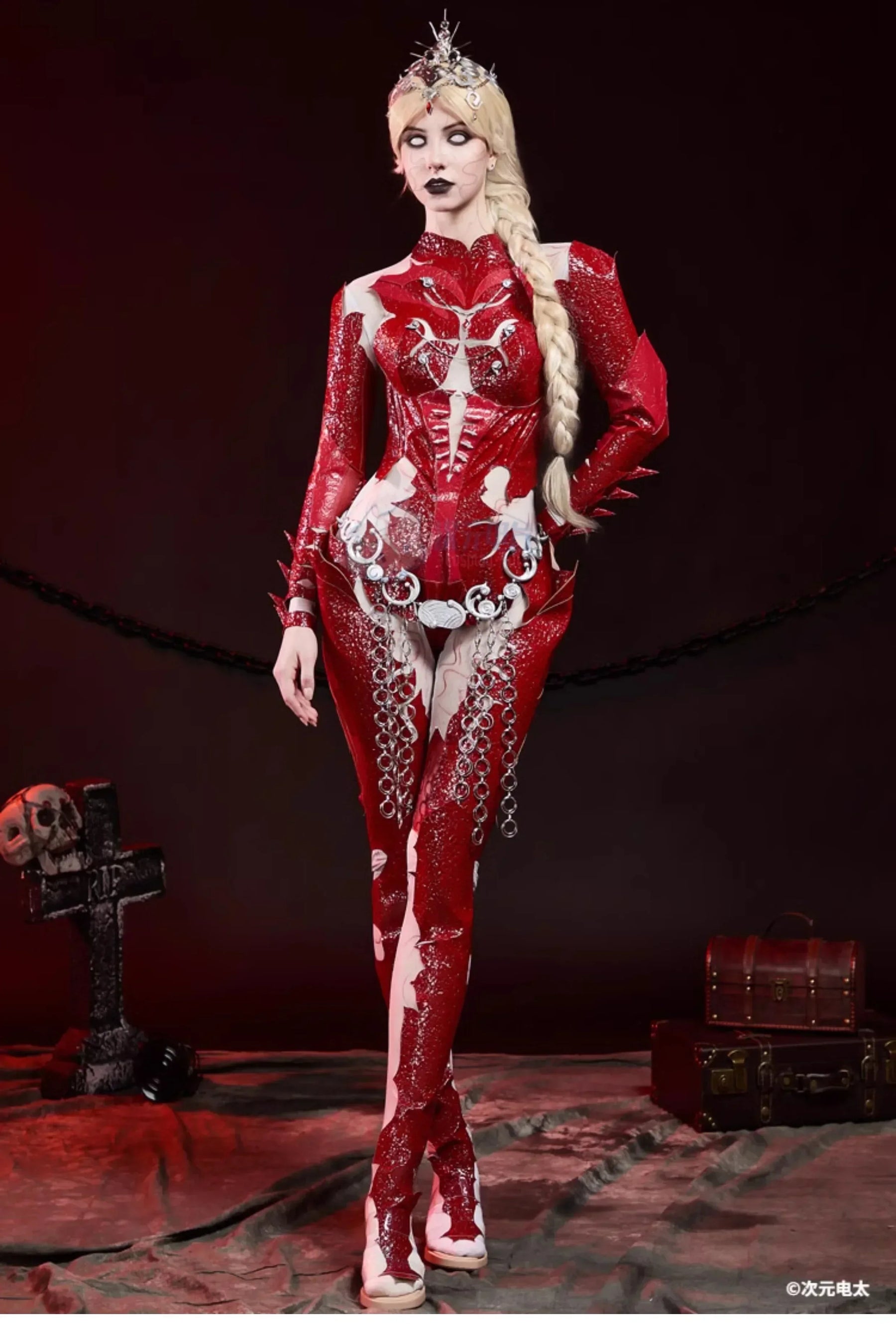 Orin The Red Baldur's Gate 3 Cosplay Costume Halloween party sexy leather blood red jumpsuit armor props wig uniform Woman set