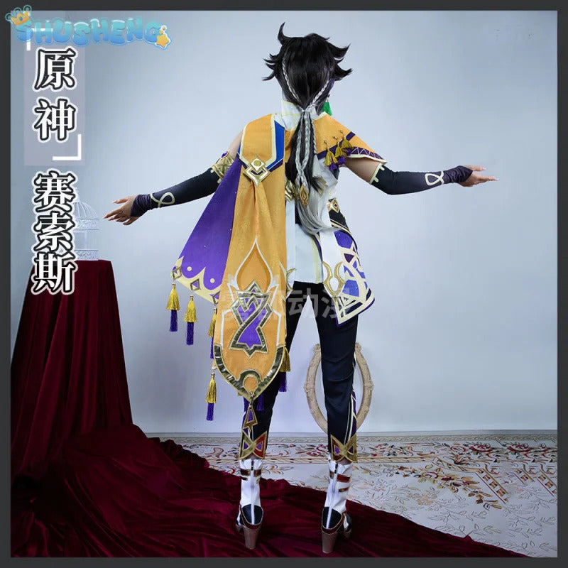 Shusheng-R Game Genshin Impact Sethos Cosplay Costume Belt shawl earrings jewelry prop set Halloween party men women fashion uniform S-XXXL