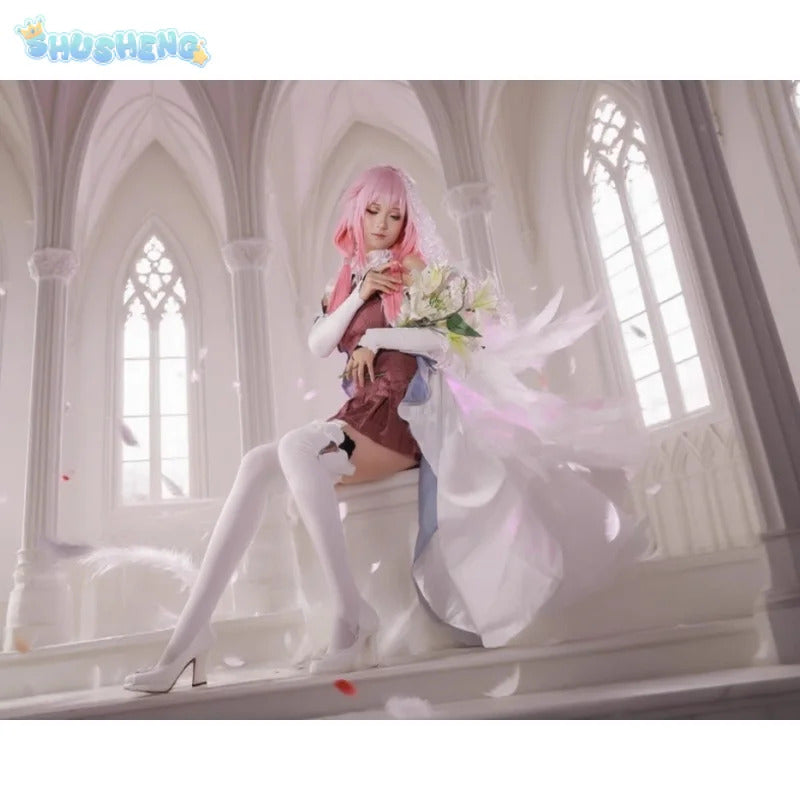 Anime Guilty Crown Inori Yuzuriha Cosplay Costume Women's new elegant Halloween party dress wig accessories props uniform set