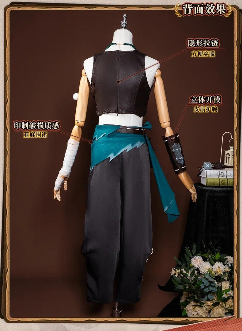 Shusheng-R Identity V Archer Cosplay Costume Brynhildr Vilulf Uniform Glasses Eye Patch Halloween Party for Women Girls Carnival Props