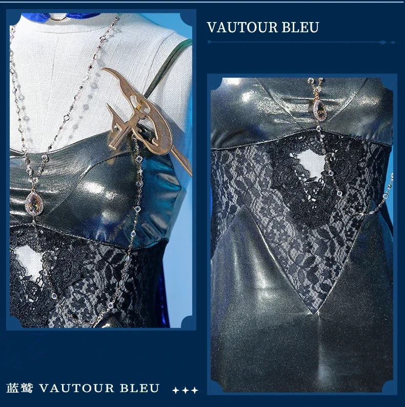 Path to Nowhere Blue Eagle Cospaly Blue vulture Costume Dress, coat, necklace, wig, prop set Halloween sexy women's uniform