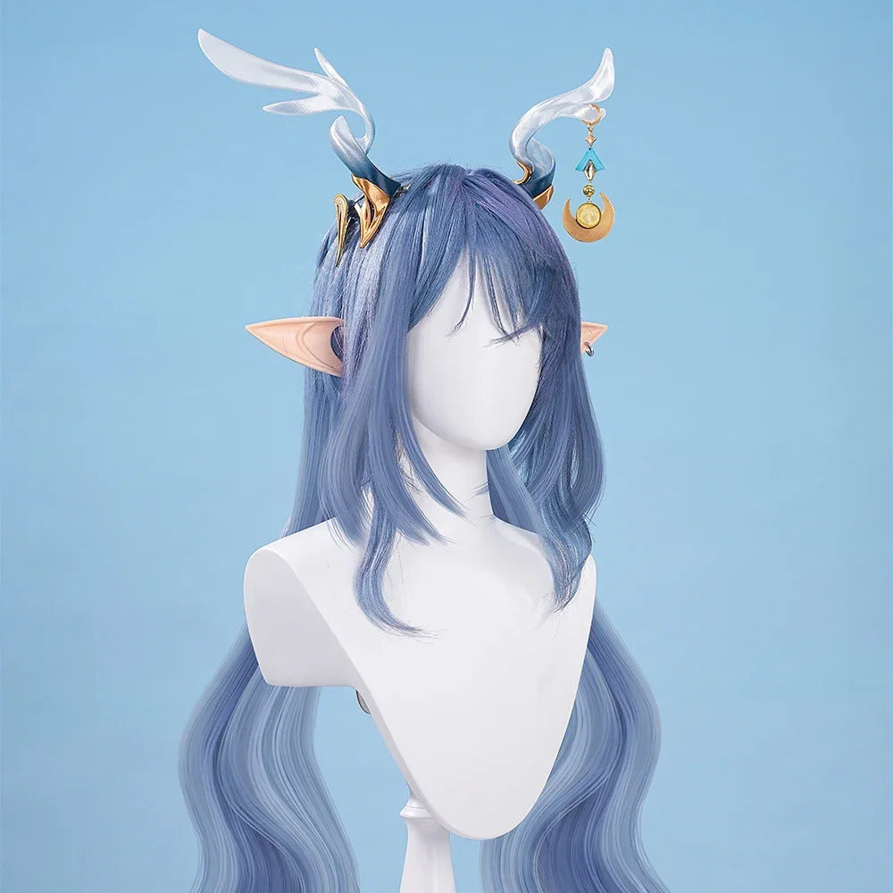 Genshin Impact Lauma Cosplay Costume Dress Uniform Headwear Earrings Frostmoon Scions Halloween Party for Women Girls