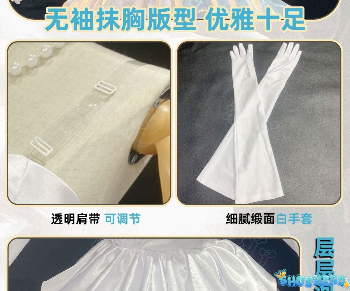 Takanashi Rikka Cosplay Anime Love, Chunibyo & Other Delusions Costume Gorgeous Wedding Dress and Accessories Halloween uniform