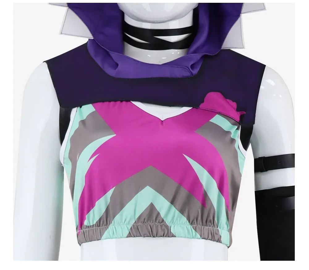 LoL Arcane Jinx Cosplay Costume Hat Finger Cover Outfits Women Vest Shorts Belt Gloves Halloween Carnival Suit Shusheng