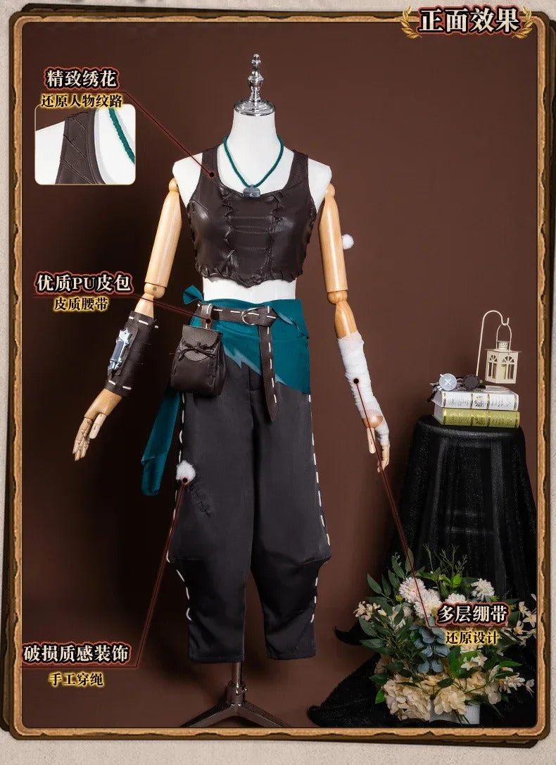 Shusheng-R Identity V Archer Cosplay Costume Brynhildr Vilulf Uniform Glasses Eye Patch Halloween Party for Women Girls Carnival Props