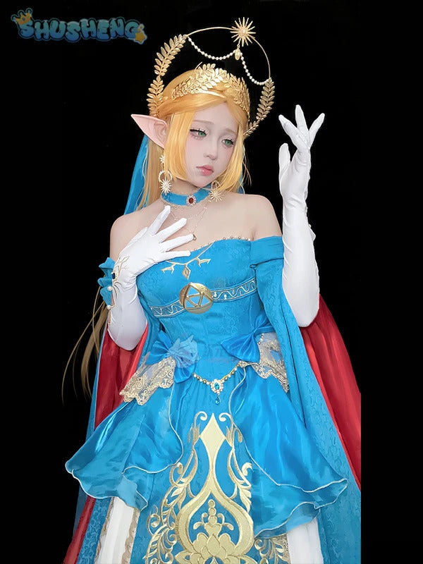Zelda Cosplay Costume Halloween party wig Elf ears Accessories gorgeous cute Lolita dress Zelda princess Woman set