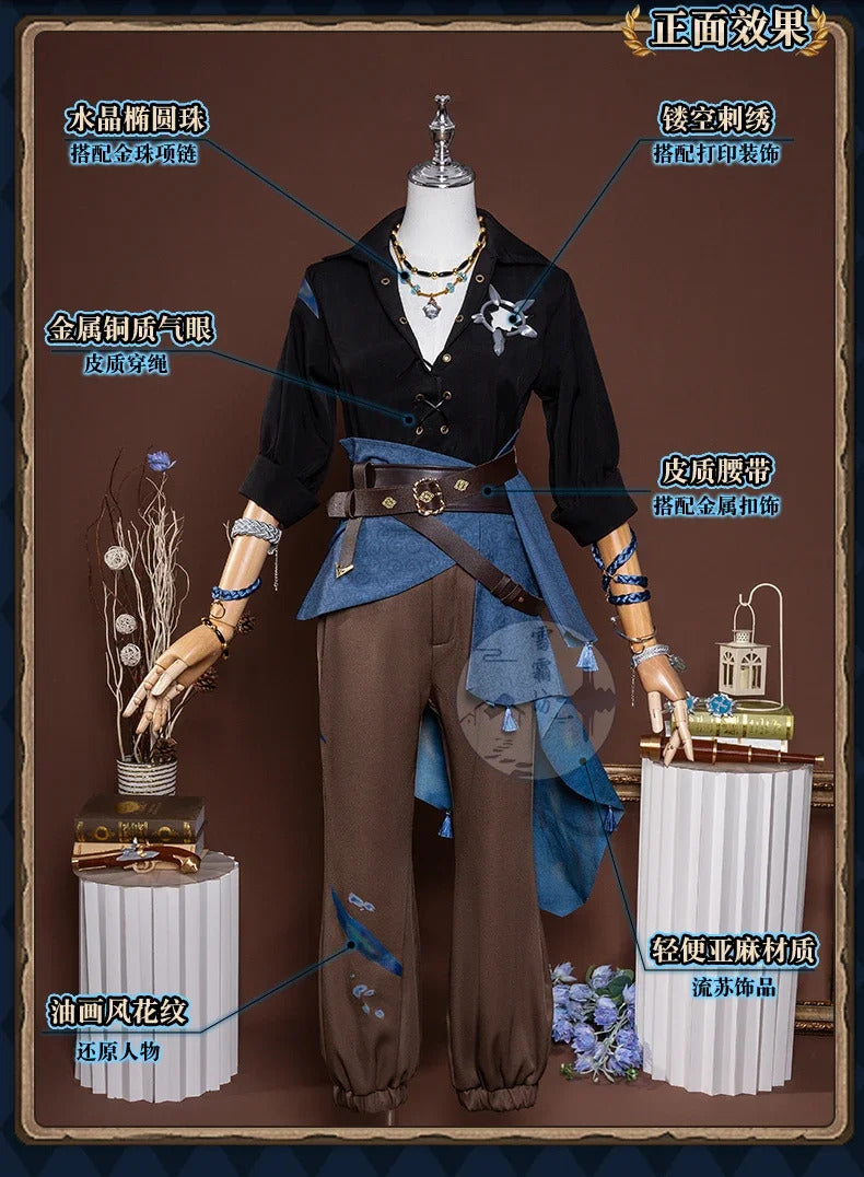 Shusheng-R Identity V Composer Cosplay Frederick Kreiburg Costume Shirt pants belt accessorie prop Halloween party fashion men women set