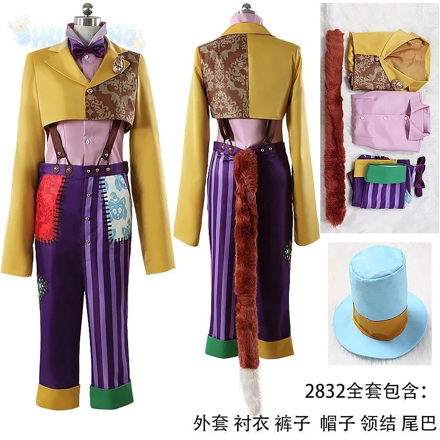 Game Twisted Wonderland Cosplay Gidel playfulland Costume hat, tail, Coat, Halloween party handy Woman Men Gidel uniform