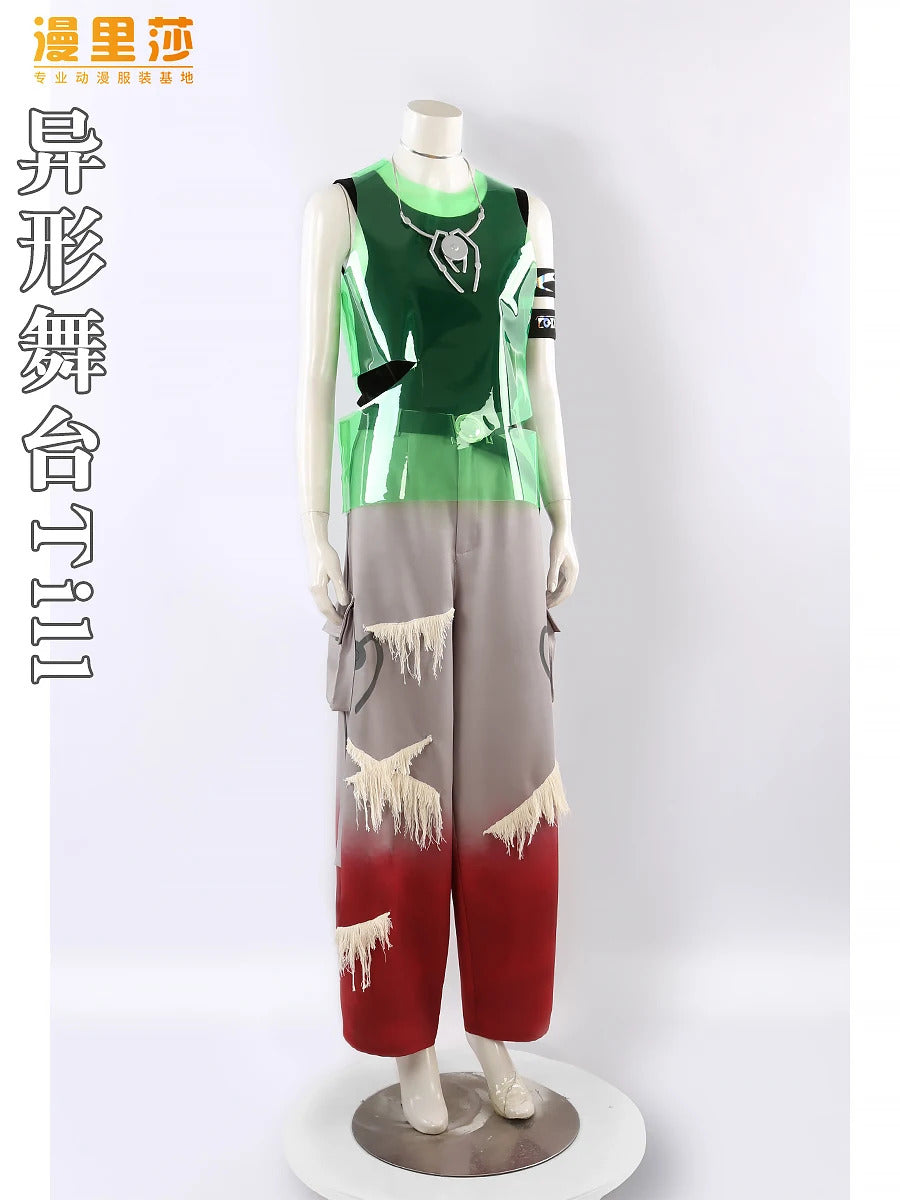 Alien stage till Cosplay r7 round7 Costume New Fashion Men Women Tank Top Pants Necklace Belt Set Party Carnival Fashion Uniform
