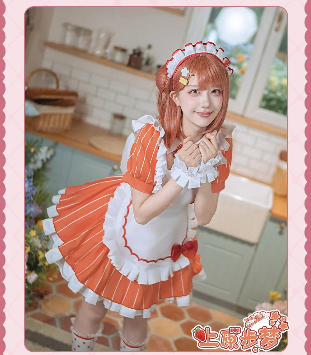 LoveLive!Superstar!!Uehara Ayumu Ruby Kurosawa Wakana Shiki Cosplay Costume Socks Apron Tie Hair Clip Wig Halloween Maid Set