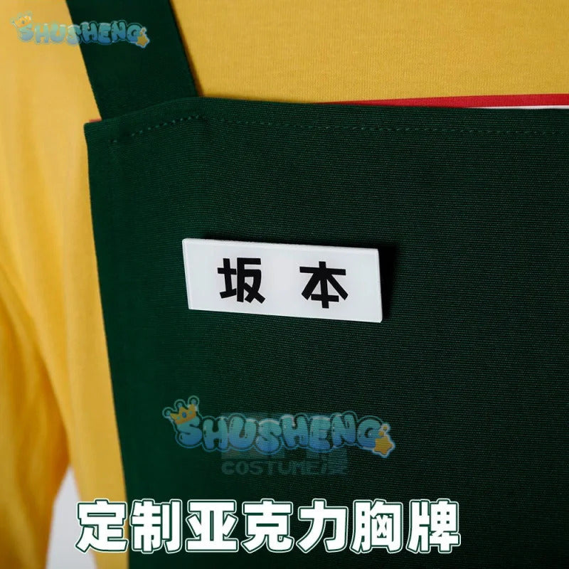 Taro Sakamoto Cosplay Anime Costume Sakamoto Days Lu Shaotang Yellow Pants Apron Glasses Halloween Party Women Men T-Shirt