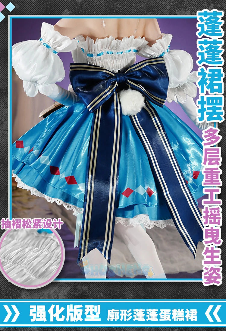 Shusheng Arknights Eyjafjalla A Picnic Before A Long Trip Game Suit Sweet Lovely Dress Cosplay Costume Halloween Party Outfit